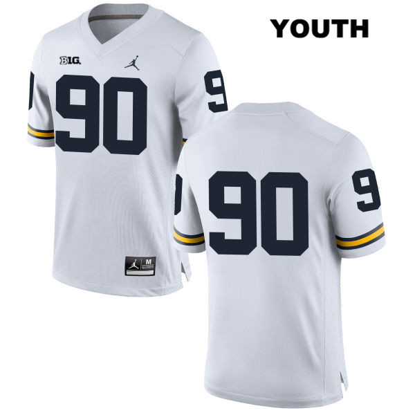 Youth NCAA Michigan Wolverines Bryan Mone #90 No Name White Jordan Brand Authentic Stitched Football College Jersey KL25H31MQ